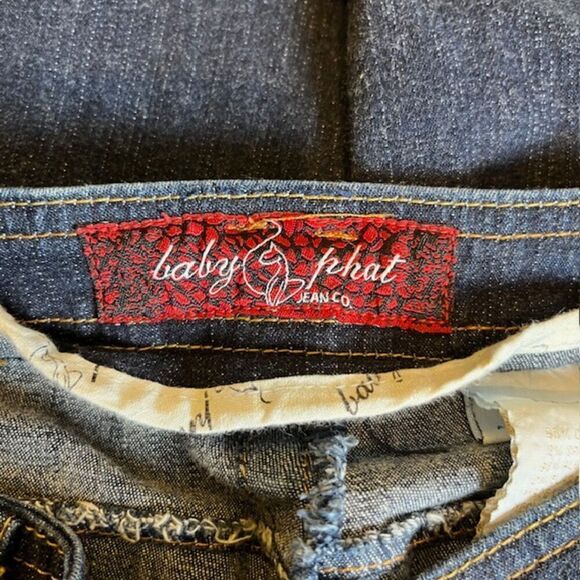 Baby Phat Vintage Retro Women's Cropped Carpenter Jeans with Gold Detail Size 9 - Picture 8 of 10